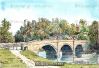 Dinham Bridge and Ludlow Castle Ludlow Shropshire, greeting card