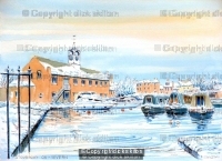 Stourport Canal Basin Worcestershire in winter greeting card
