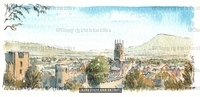 Miniature original of Ludlow , castle and Clee Hill 