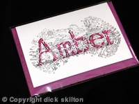 Name art card example Amber , I will produce any name for you like this in this style