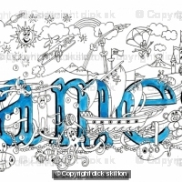James name art pack of 5 small cards with envelopes