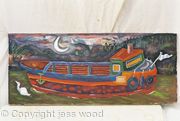 canal boat and swan