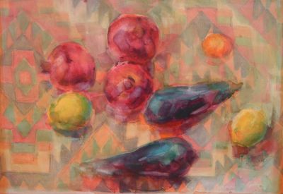 Kelim with aubergines