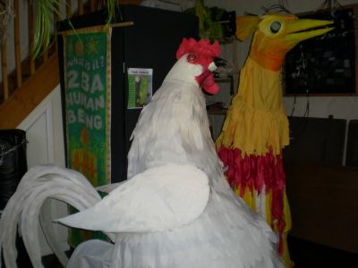 white chicken  yellow bird