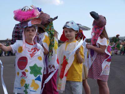 masks and tabards at Foredyke Primary