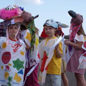 masks and tabards at Foredyke Primary
