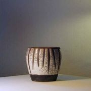Stripe Raku Pot