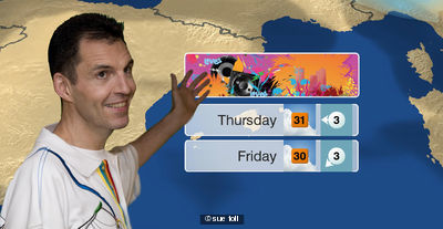 Tim Westwood, rap DJ, reads the weather forcast, BBC