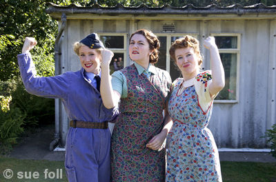 Land girls from theTV series 'Horrible Histories' photographed for Lion Television