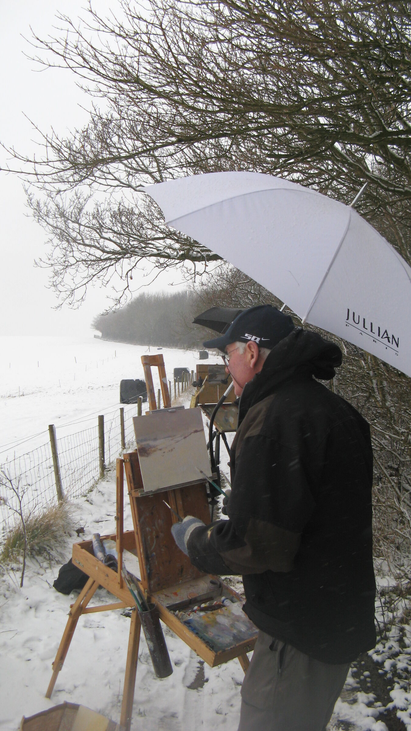 Chris braving the weather on the Nort Downs..he is as mad as they come!