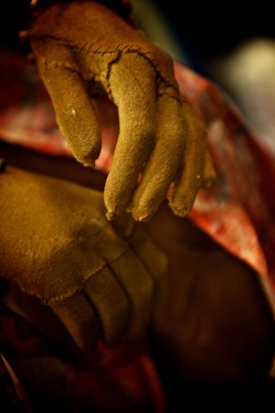 Detail of Mercy's hands.