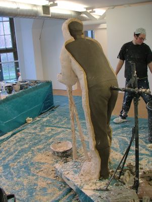Back of sculpture ready to be cast in sections.