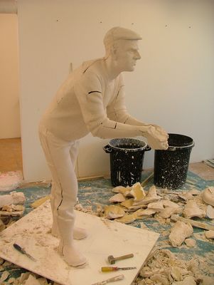 The plaster sculpture after chipping out and before repairs.