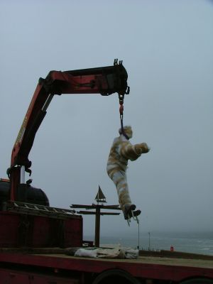 Bronze cast arrives at Portwilliam Harbour.
