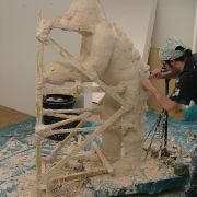 Supporting structure added to strengthen the mould in preparation for removal.