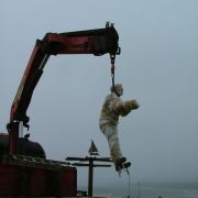 Bronze cast arrives at Portwilliam Harbour.