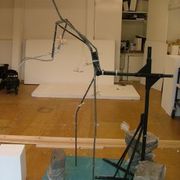 Steel skeleton welded onto life size sliding armature.