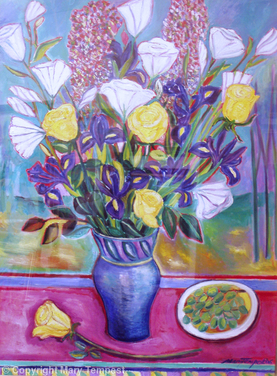 Mixed Flowers with Grapes