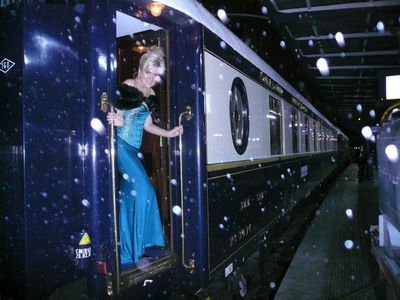 On Honeymoon, aboard The Orient Express Venice Simplon, Oct 2007