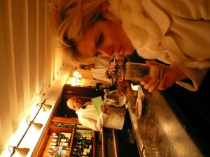 Having a Bellini in Harrys Bar Venice 