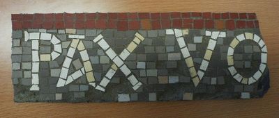 Pax Vobiscum . Peace be with you . A Mosaic with some latin words, ideas for school projects.
