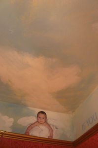 Angel Rosie in our Royal Room, if you look up at the ceiling you will see our 2 baby cherubs looking down at you.