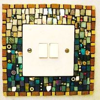 Mosaic light switch I made for my house to match the stair treads