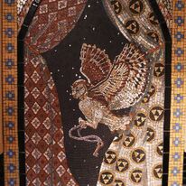 The Owl. Mosaic I made for my kitchen as a backdrop behind the cooker.