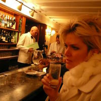 Having a Bellini in Harrys Bar Venice , on our Honeymoon