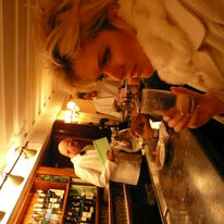 Having a Bellini in Harrys Bar Venice 
