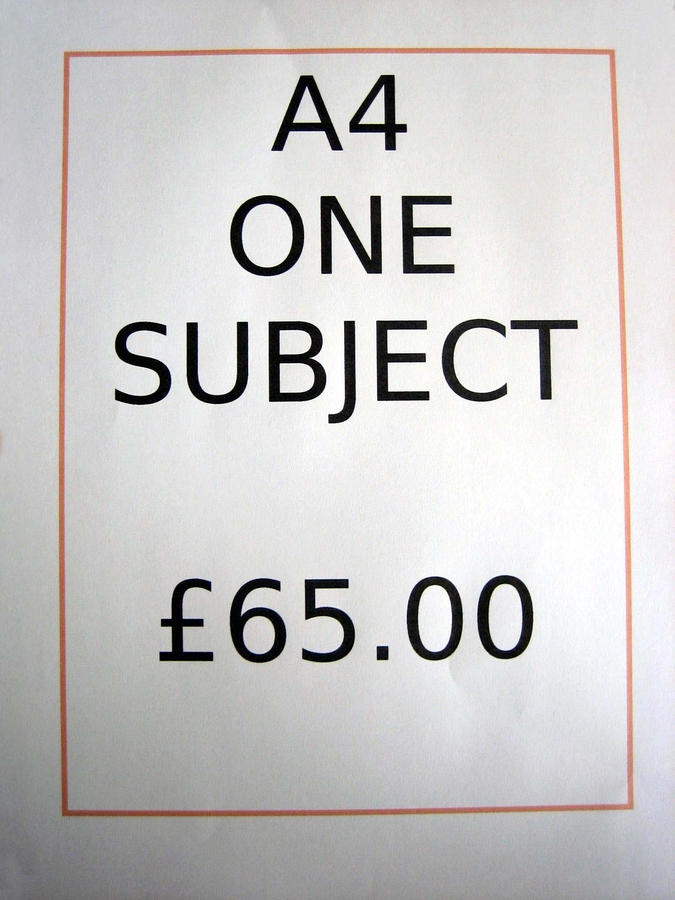 Order A4 One Subject