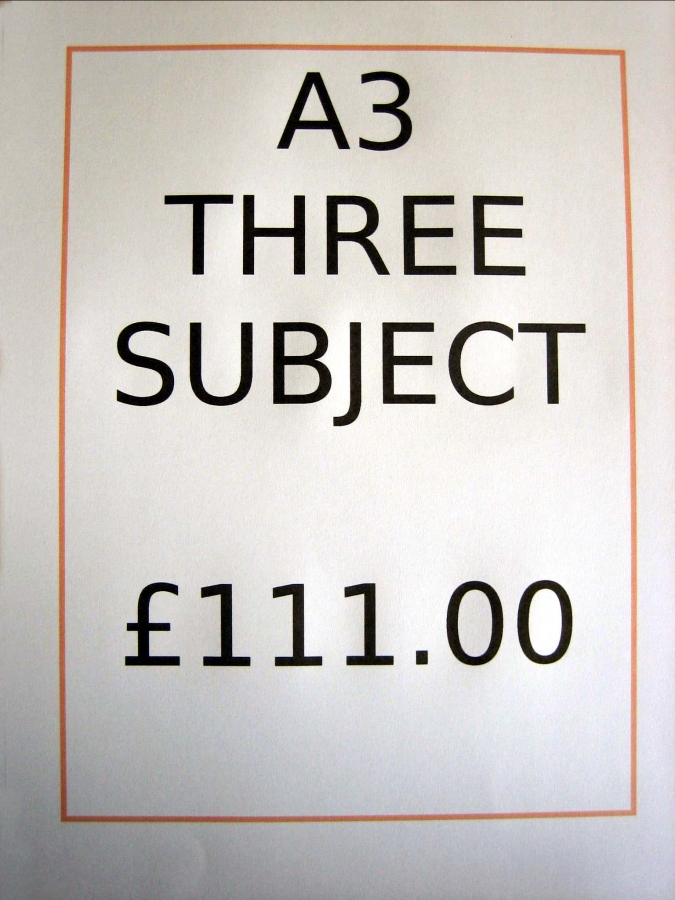 Order A3 Three Subjects