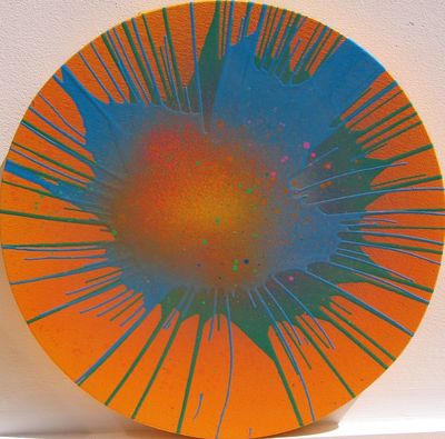 round orange with splat