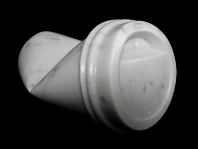 coffee cup no.6, carrara marble, life-size 149 x 112 x 90mm, £poa
