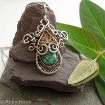 Gorgon Layered Woven Pendant - Silver and Turquoise