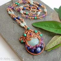 Gorgon Layered Woven Pendant with handmade Copper necklace