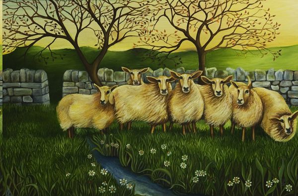 Windy sheep on Blackshaw Moor