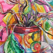calathea and postcards