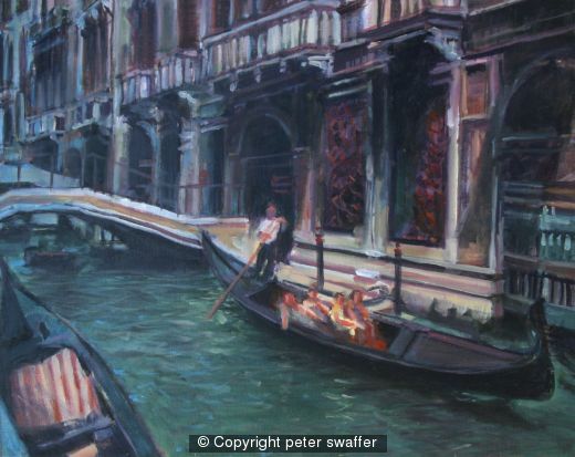 backstreet canal with gondola - venice