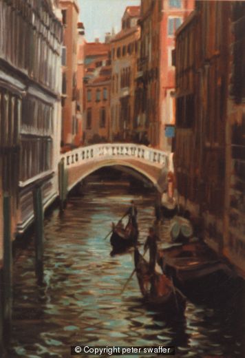 light and shade canal with gondolas - venice