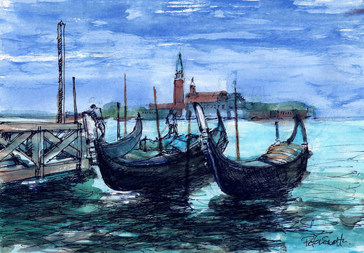 gondolas and jetty - venice