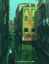 shady green water canal - venice
