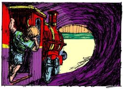the train ran down the tunnel