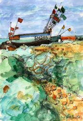 fishing nets and boat - SM235