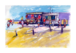 Seafront Stalls - Pen  Wash