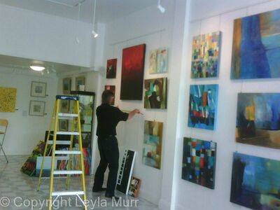 Setting up at The Wall Gallery