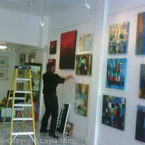 Setting up at The Wall Gallery