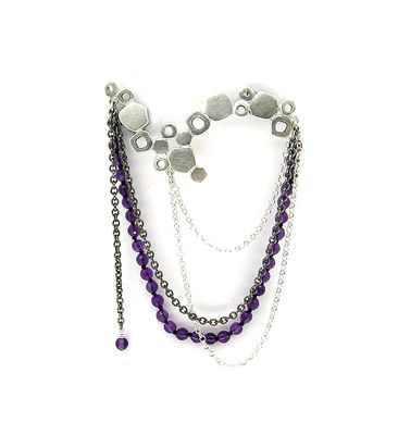 amethyst lamella brooch