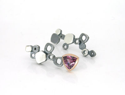 lamella stone set cluster earrings