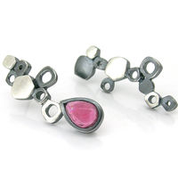 lamella stone set cluster earrings